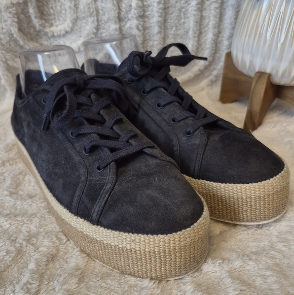 Vince Windell Platform Sneakers Espadrille Navy Blue Suede Lace Up Womens Sz 9.5 - Picture 4 of 12